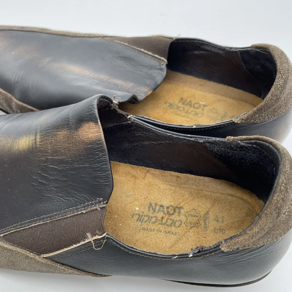 Noat Vtg Women Loafers Size 10 Brown Leather Slip On Low Wedges Shoes‎